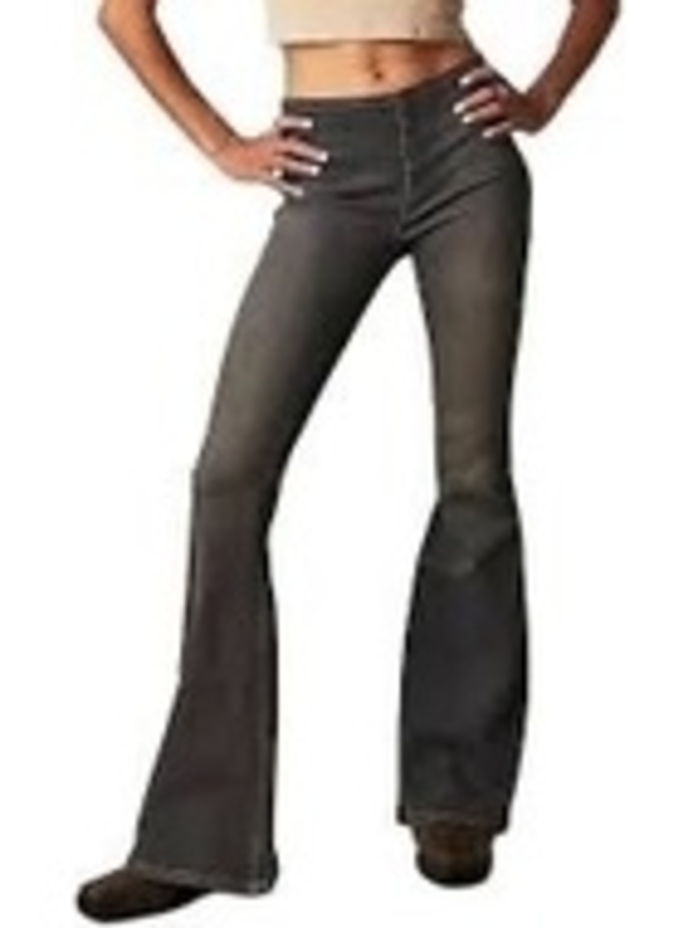 Free People We The Free Penny Pull-On Flare Jeans Black Washed Size 27 Short